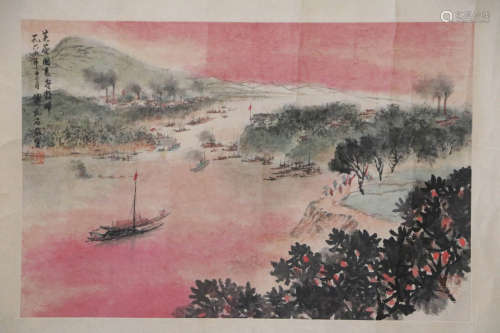 Fu, BaoShi. Chinese color painting of landscape