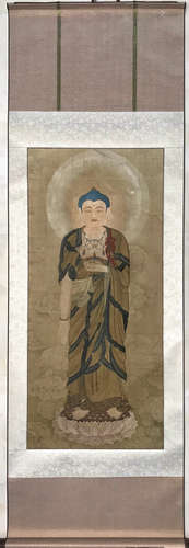 Chinese water color painting of a buddha