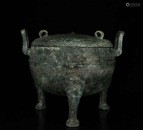 Chinese Double Ears Archaic Bronze Burner