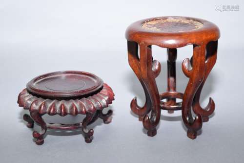 Two Chinese Hongmu Carved Stands