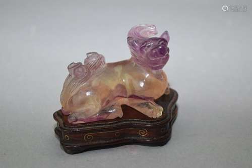 Qing Chinese Purple Quartz Carved Sacred Animal