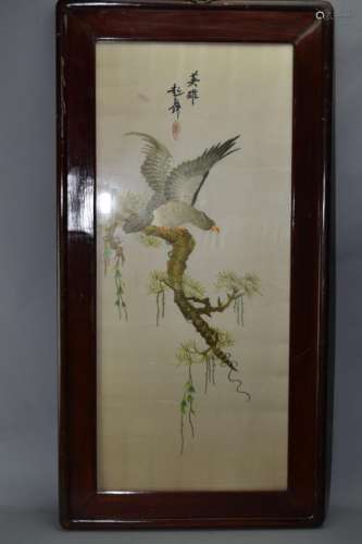 Chinese Embroidery of Eagle in Frame