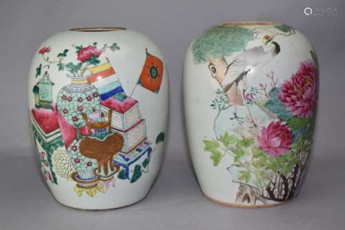 Chinese Famille Rose and Famille Verte Jars