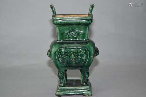 Chinese Green Glaze Incense Burner