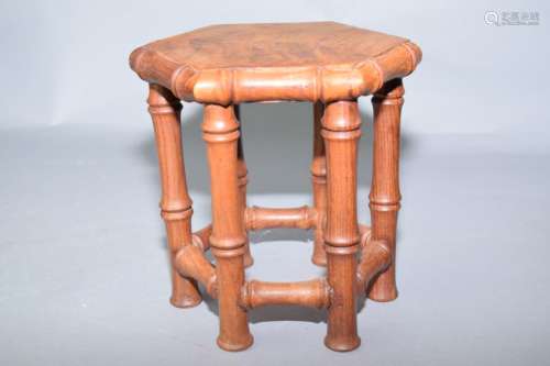 Chinese Huanghuali Carved Bamboo Shaped Stand