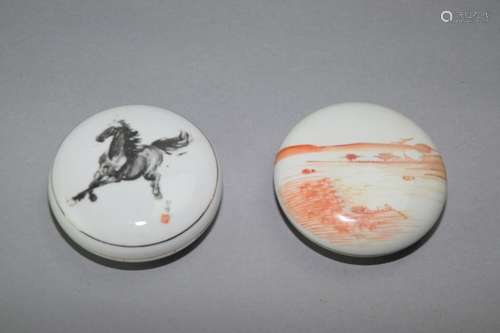 Two Chinese Stamp Ink Boxes