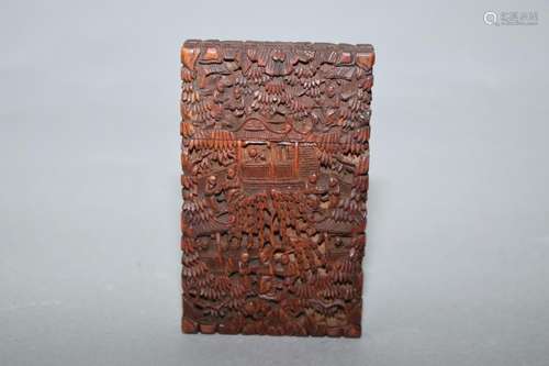 Qing Chinese Tanxiang Wood Carved Card Box