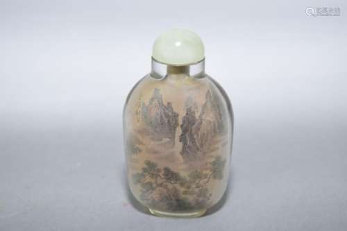 Qing Chinese Reverse Painted Glass Snuff Bottle