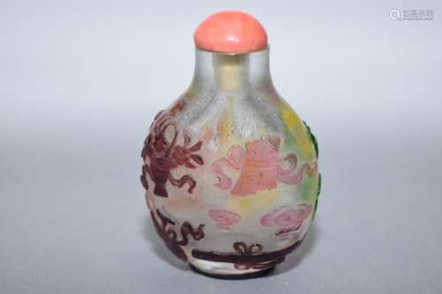 Qing Chinese Five-Color Peking Glass Snuff Bottle