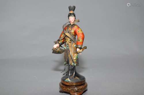 Chinese Enamel over Silver Liang Hong Yu Figure