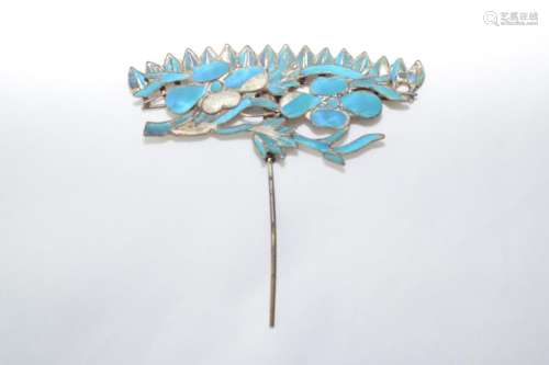 Qing Chinese Kingfisher Flower Hair Pin