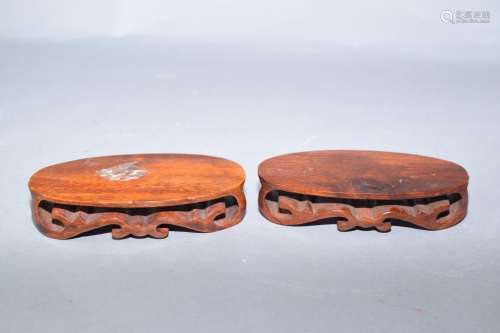 Pair of Chinese Rosewood Carved Stands