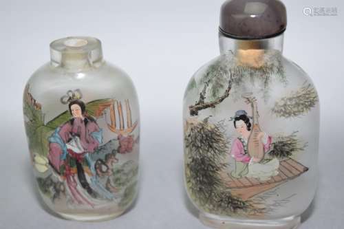 Two Chinese Reverse Painted Snuff Bottles