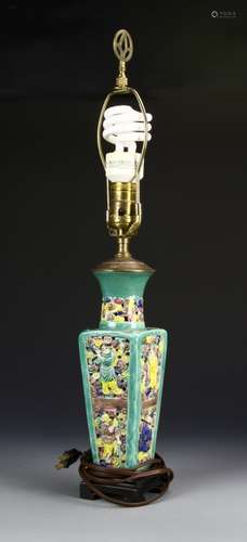 Chinese Famille Rose Vase Lamp with Shade