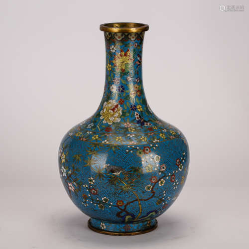 CHINESE CLOISONNE ENAMEL BOTTLE VASE