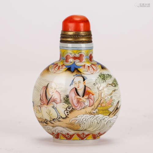 CHINESE FAMILLE ROSE SNUFF BOTTLE