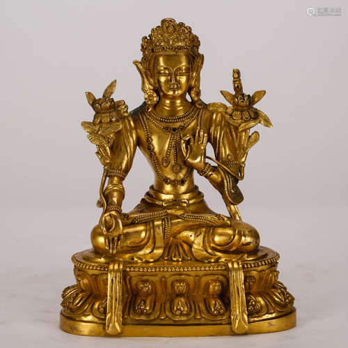 CHINESE GILT BRONZE SEATED TARA