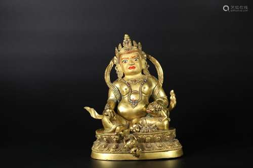 A Yellow Wealth God Statue -Qing Dynasty