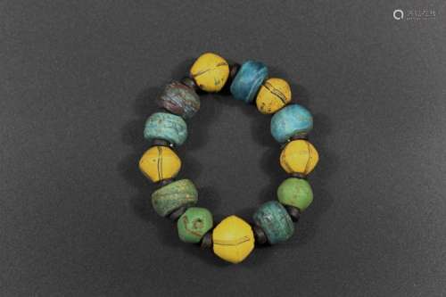 A Color Glazed Hand Bead - Han Dynasty