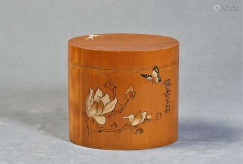 A Bamboo Box with Yellow Tea Flowers Carving - Within 100 Years