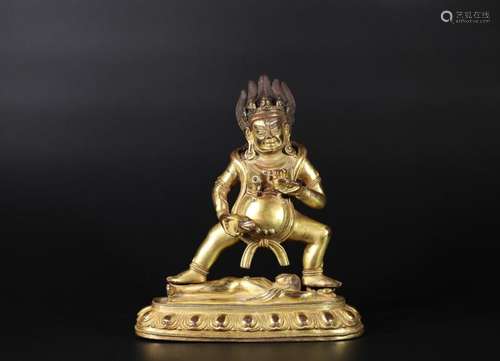 A Black Wealth God Statue -Qing Dynasty