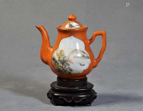 A Pot with Colorful Secenery Painting - Qing Dynasty