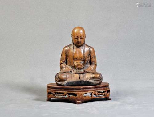 A Yellow Rosewood of Buddha Status - Ming Dynasty