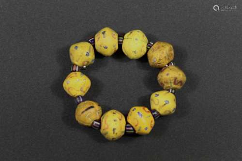 A Color Glazed Hand Bead - Han Dynasty