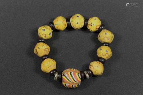 A Color Glazed Hand Bead - Han Dynasty