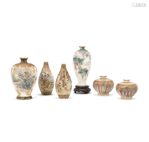 Meiji era (1868-1912), late 19th /early 20th century Six miniature Satsuma vases