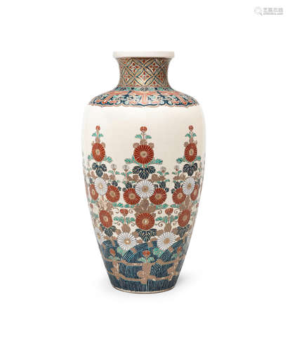 By Shotei, Meiji era (1868-1912), late 19th/early 20th century A tall Satsuma vase