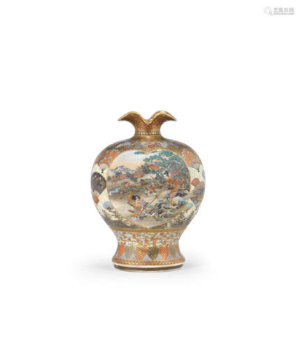 By Matsumoto Hozan, Meiji era (1868-1912), late 19th/early 20th century A rounded baluster Satsuma vase