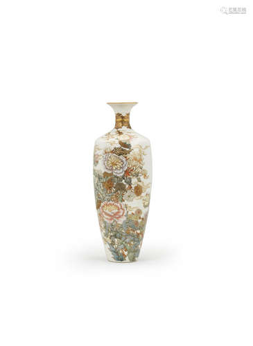 By Kinkozan, Meiji era (1868-1912), late 19th/early 20th century A small slender Satsuma vase