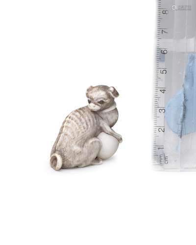 Edo period (1615-1868), early 19th century An ivory netsuke of a dog