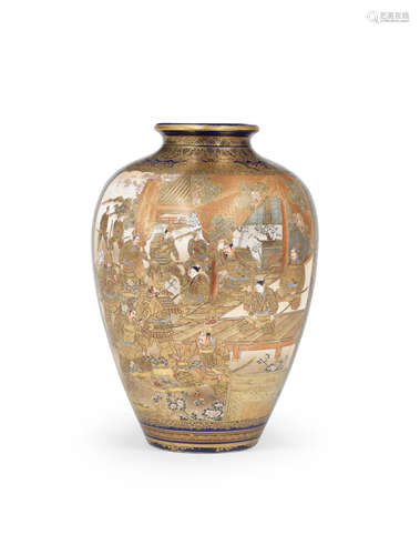 By Kinkozan, Meiji era (1868-1912), late 19th/early 20th century An ovoid Satsuma vase