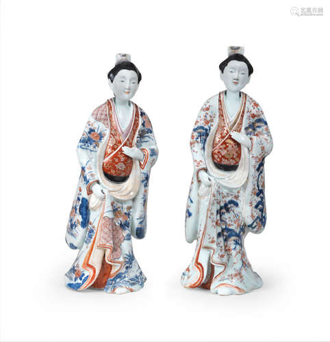 Edo period (1615-1868), circa 1700 Two tall Imari bijin (beauties)