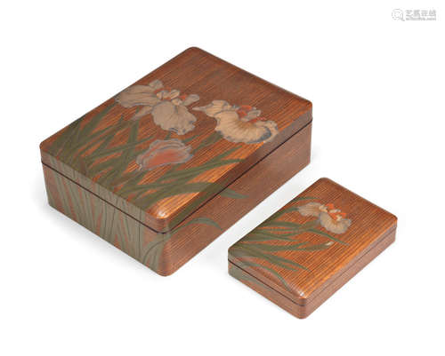 By Kiyoshi, Showa period (1926-1989), early-mid 20th century A matching set of lacquered-wood suzuribako (box for writing utensils) and ryoshibako (document box)