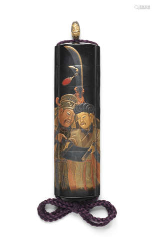 By Tatsuke Takamitsu, Edo period (1615-1868), late 18th/early 19th century A tall upright black-lacquer six-case inro