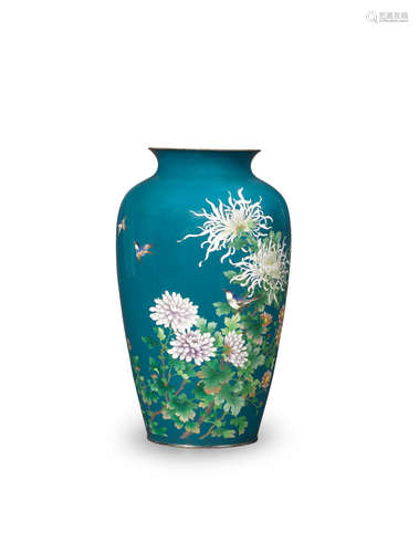 By Kumeno Teitaro (1861-1939), Meiji era (1868-1912), late 19th/early 20th century An ovoid cloisonné-enamel vase