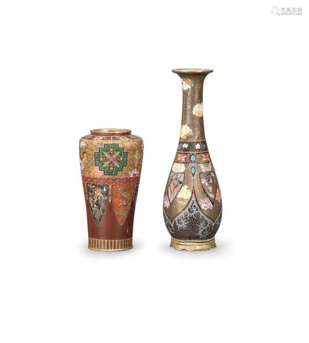 Meiji era (1868-1912), late 19th/early 20th century Two cloisonné-enamel vases