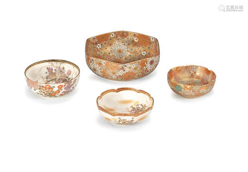 Meiji (1868-1912) or Taisho (1912-1926) era, early 20th century Four satsuma bowls