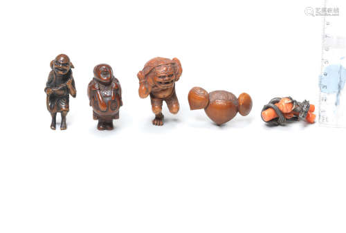 Edo period (1615-1868) or Meiji era (1868-1912), early to late 19th century Five various netsuke