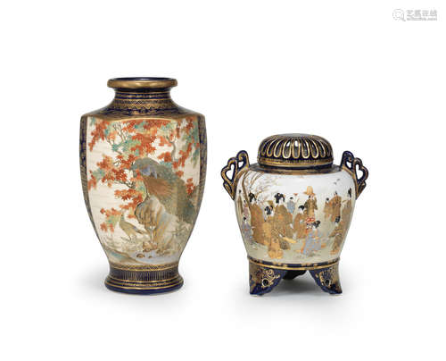 One by Shinzan and one by Hattori, Meiji era (1868-1912), late 19th/early 20th century Two Satsuma vases