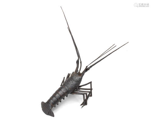 By the Myochin workshop, Meiji (1868-1912) or Taisho era (1912-1926), late 19th/early 20th century An articulated iron model of a spiny lobster