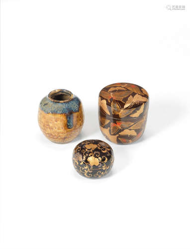 Edo period (1615-1868) or Meiji era (1868-1912), mid/late 19th century Two chaire (tea caddy) and one kogo (incense box)