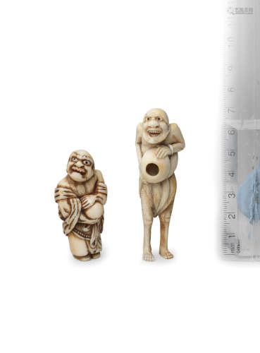 Edo period (1615-1868), early 19th century Two ivory figure netsuke of foreigners