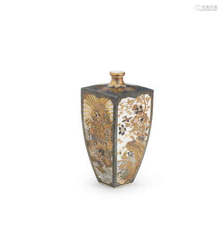 By Kinkozan, Meiji era (1868-1912), late 19th/early 20th century A rectangular Satsuma vase