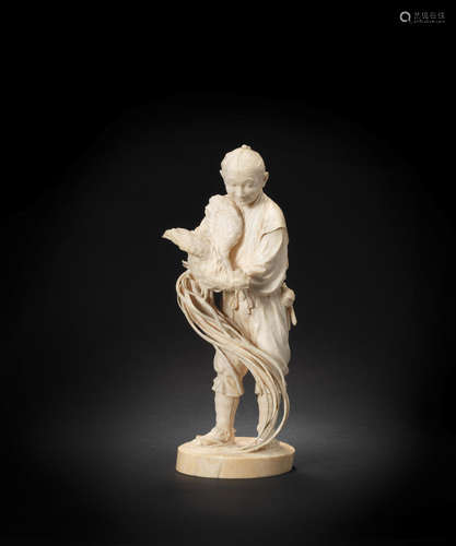 By Shosai, Meiji era (1868-1912), late 19th/early 20th century An ivory okimono figure of a farmer