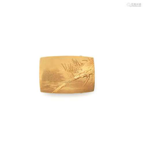 By Suzuki Yoshihiko (1884-1969), Meiji (1868-1912), Taisho (1912-1926) or Showa (1926-1989) era, early 20th century A solid gold belt buckle of 18 carats