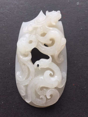 A WESTERN HAN DYNASTY SEED MATERIAL DRAGON&PHOENIX CARVING PENDANT